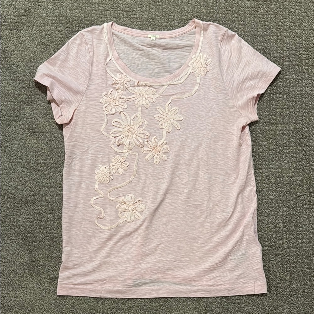 J. Crew NWOT Pink Floral Embroidered Women's Top